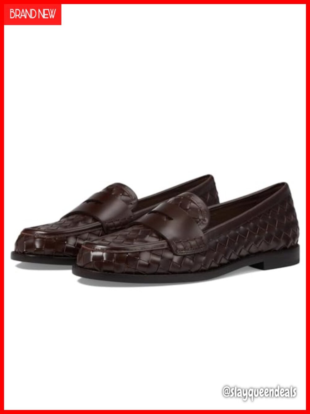 Woven Leather Loafers Penny Strap Pull-On Business Casual